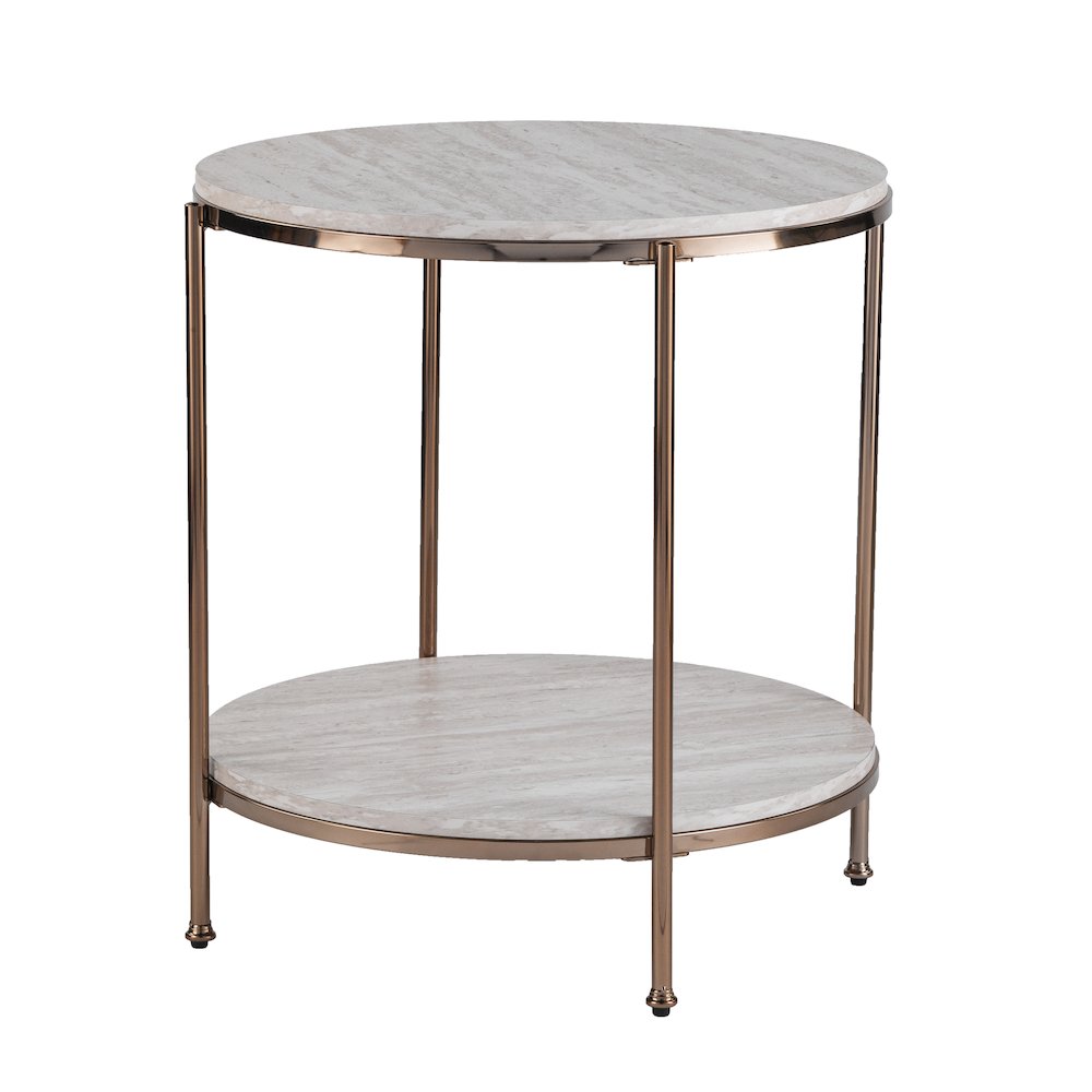 Silas Round Faux Stone End Table. Picture 10