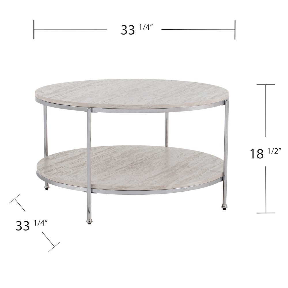Silas Round Faux Stone Cocktail Table. Picture 5