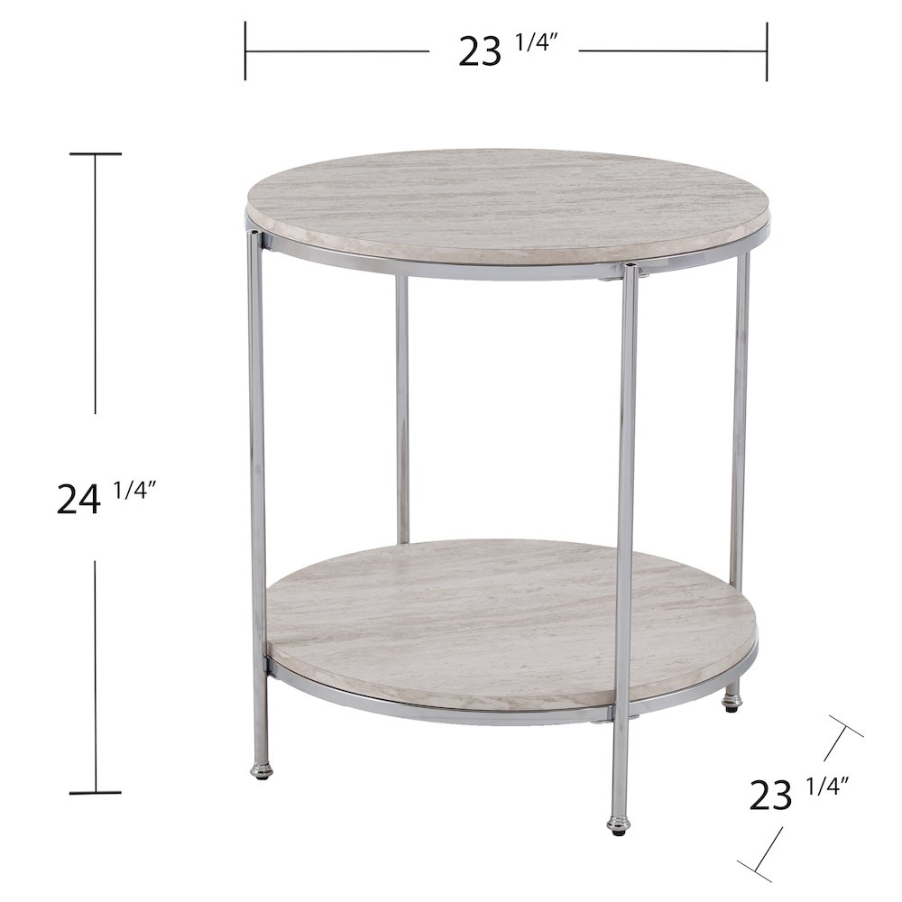 Silas Round Faux Stone End Table. Picture 5