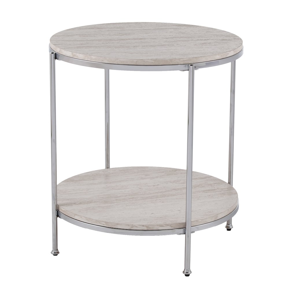 Silas Round Faux Stone End Table. Picture 9