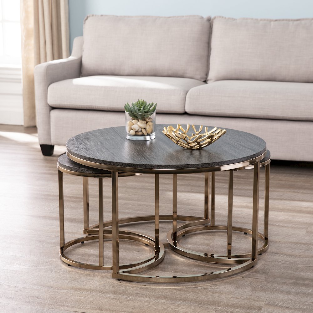 Lachlan Round Nesting Coffee Tables – 3pc Set. Picture 2
