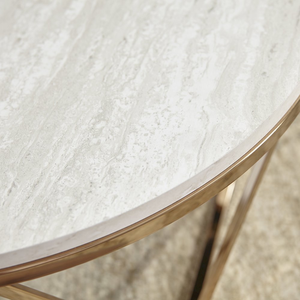 Luna Round Faux Stone Coffee Table. Picture 4