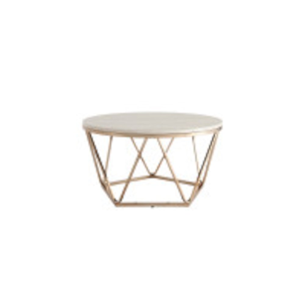 Luna Round Faux Stone Coffee Table. Picture 1