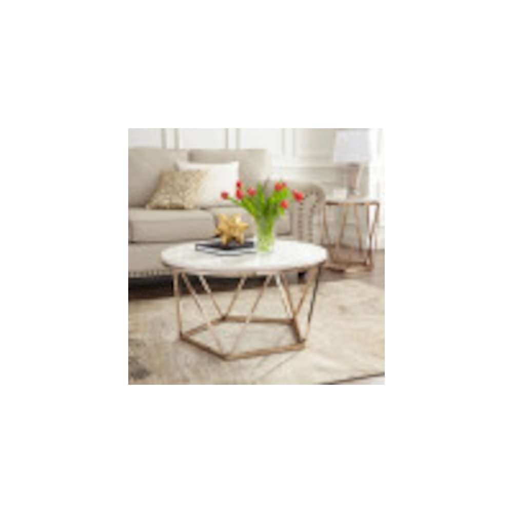 Luna Round Faux Stone Coffee Table. Picture 2