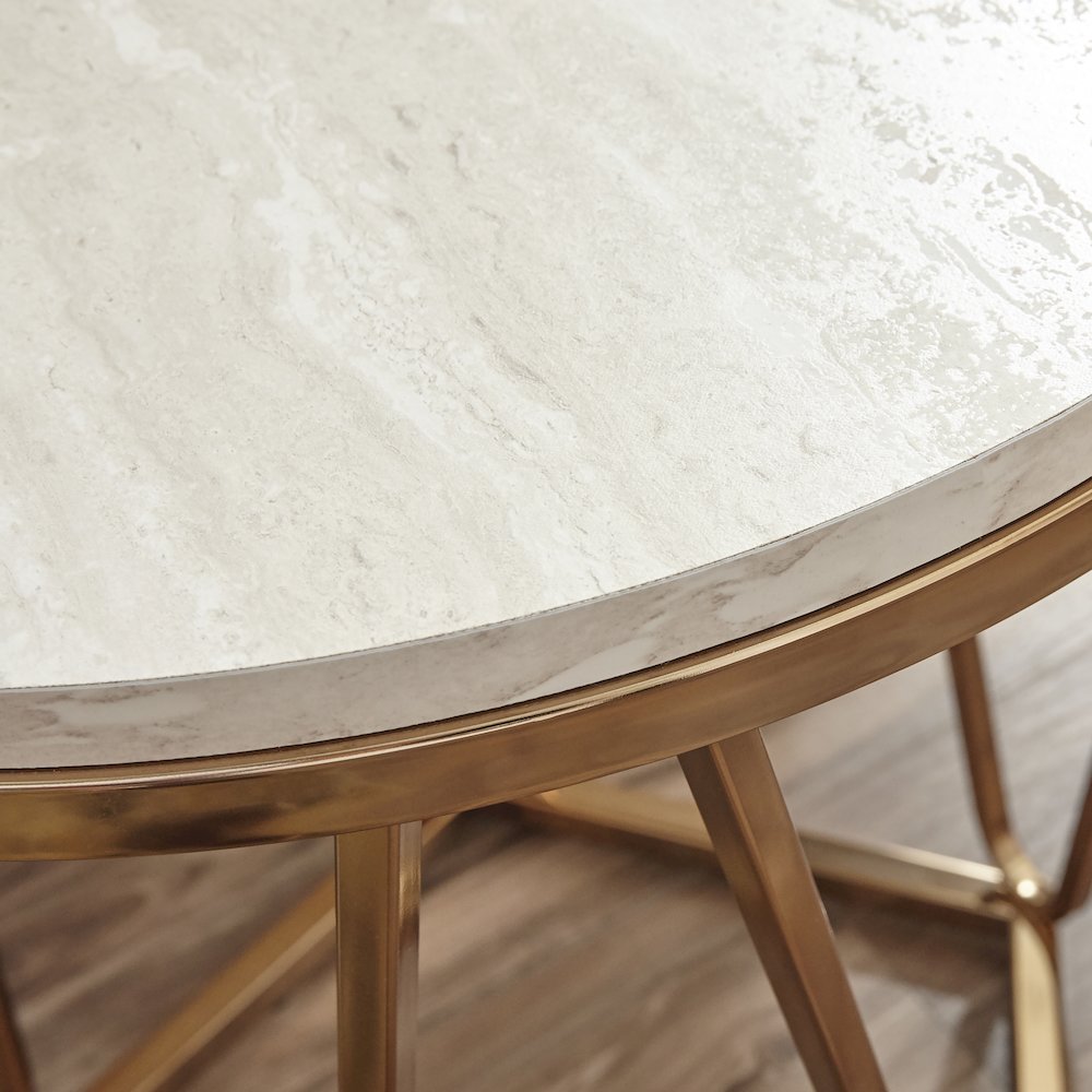 Luna Round Faux Stone End Table –. Picture 3