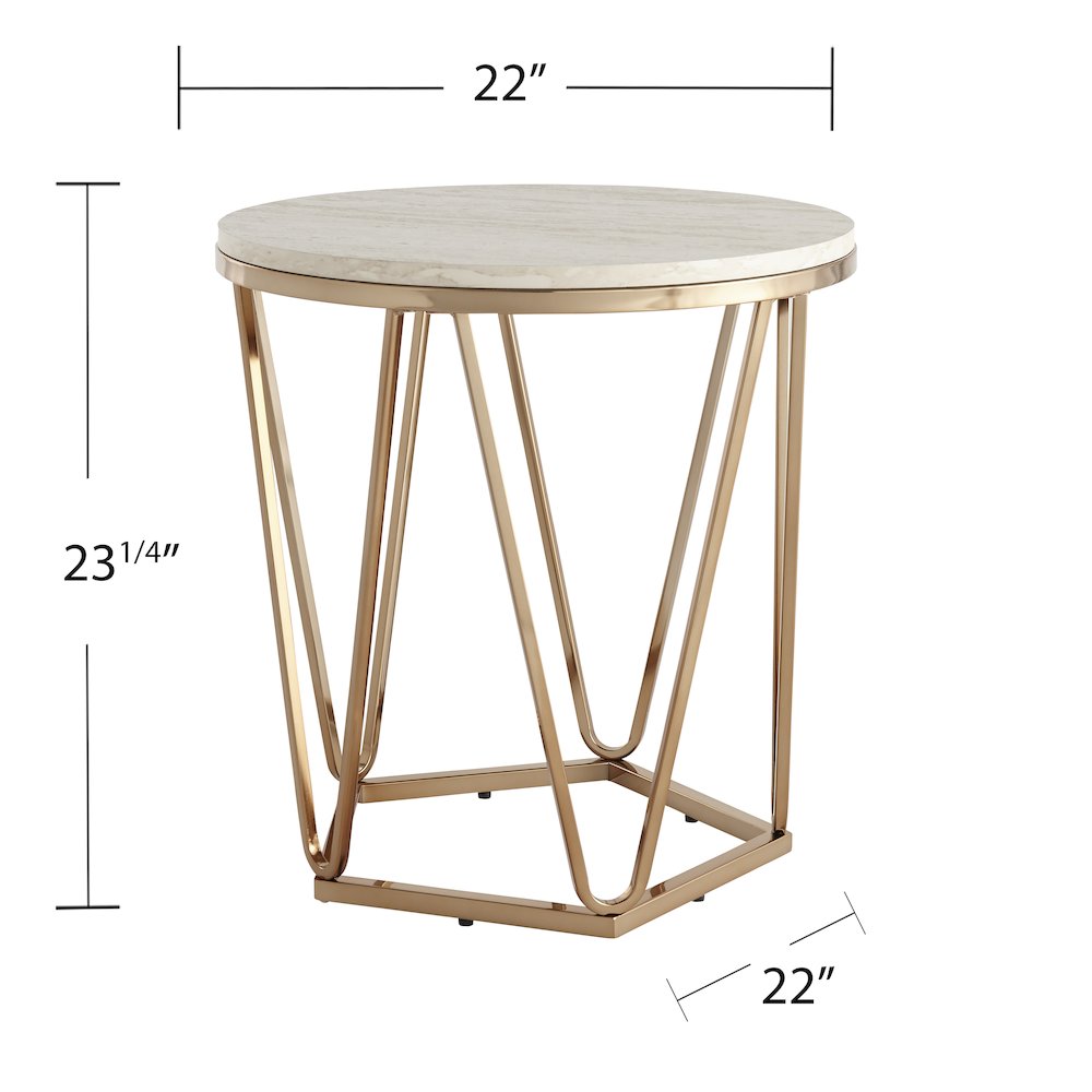 Luna Round Faux Stone End Table –. Picture 5