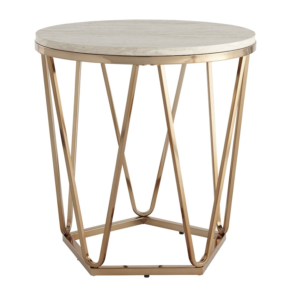 Luna Round Faux Stone End Table –. Picture 1
