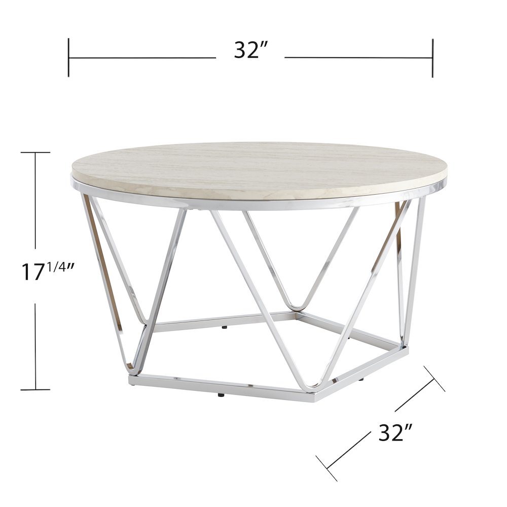 Luna Faux Stone Round Coffee Table. Picture 5
