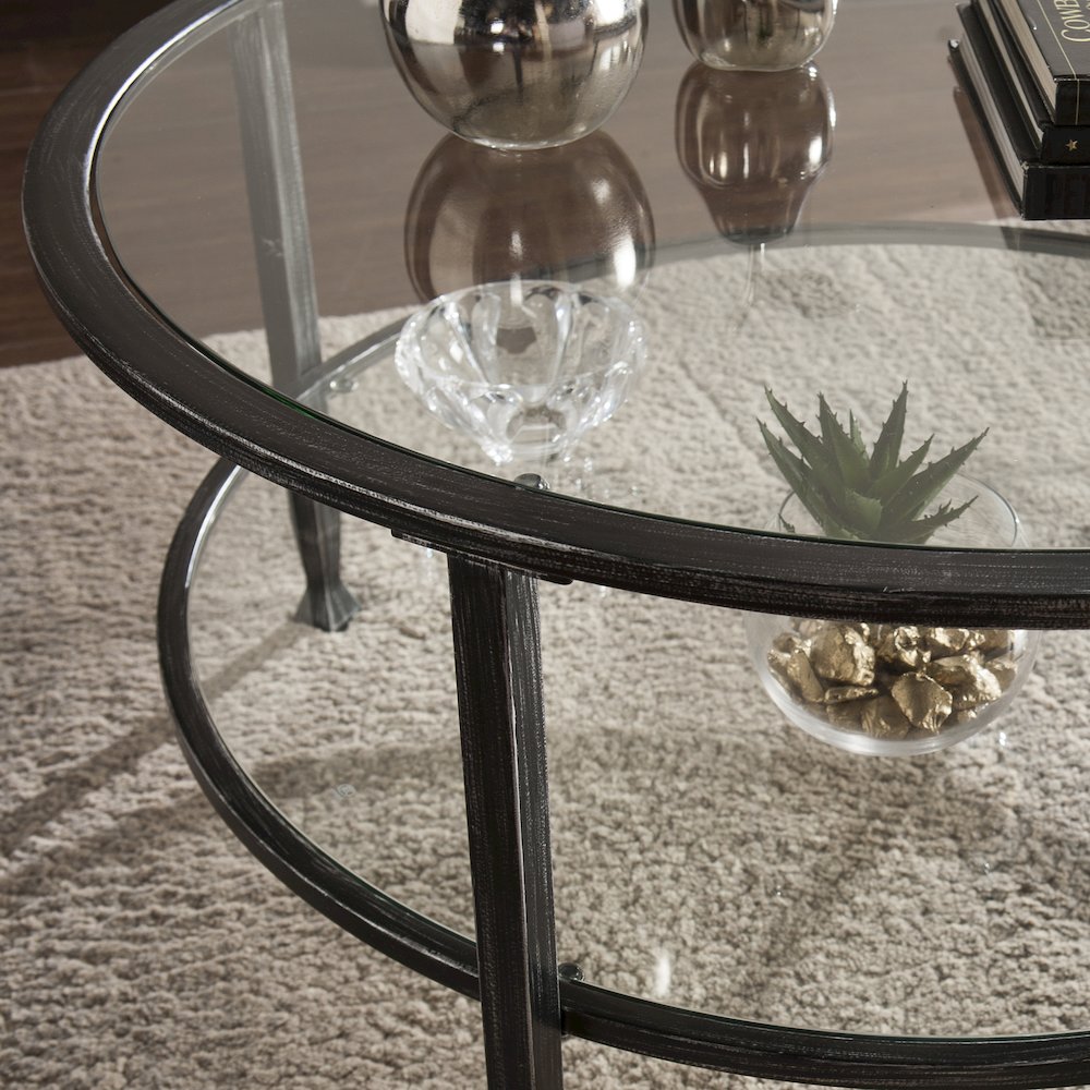 Jaymes Metal/Glass Round Cocktail Table. Picture 3