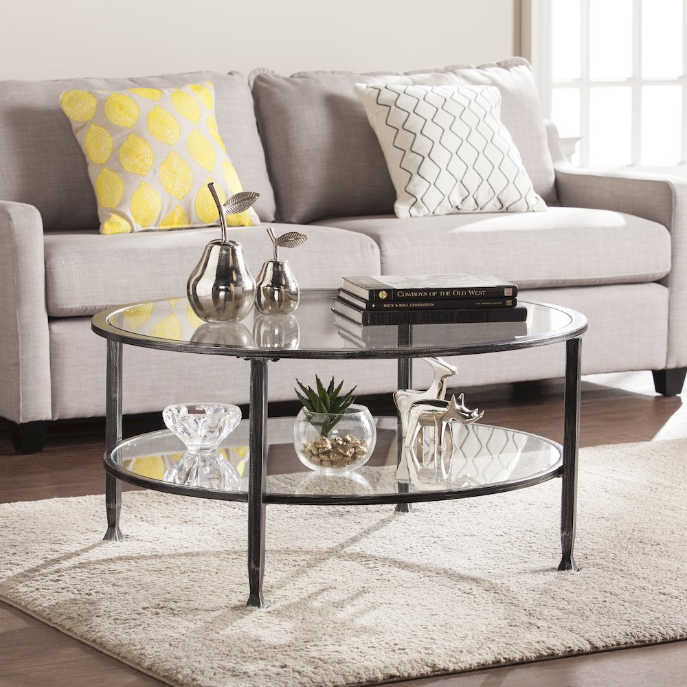 Jaymes Metal/Glass Round Cocktail Table. Picture 2