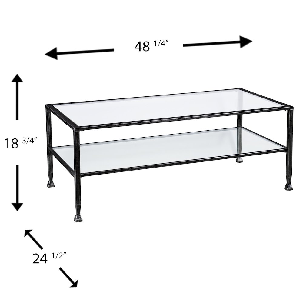 Jaymes Metal/Glass Rectangular Open Shelf Cocktail Table. Picture 5