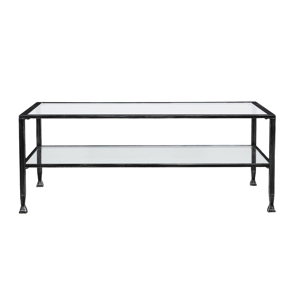 Jaymes Metal/Glass Rectangular Open Shelf Cocktail Table. Picture 1