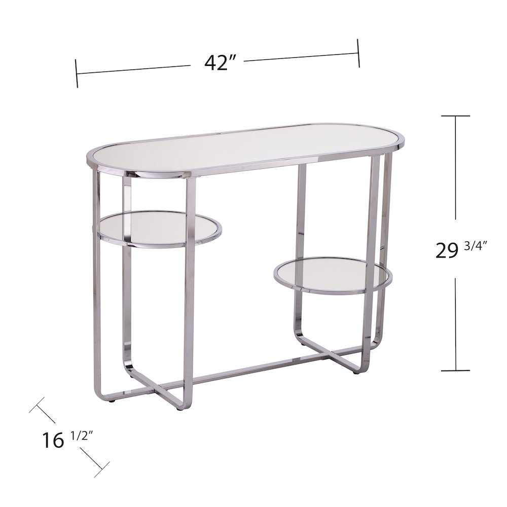 Maxina Mirrored Console Table with Storage. Picture 5