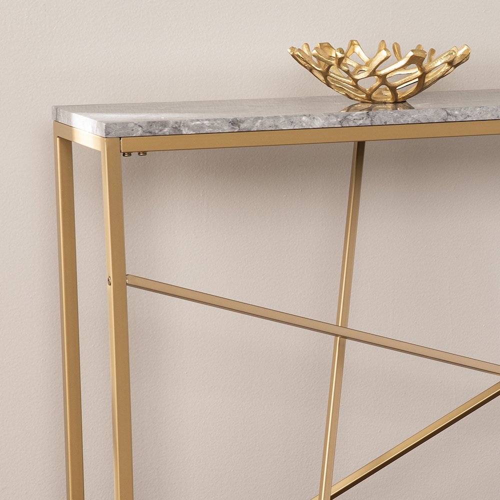 Arendal Faux Marble Skinny Console Table. Picture 3