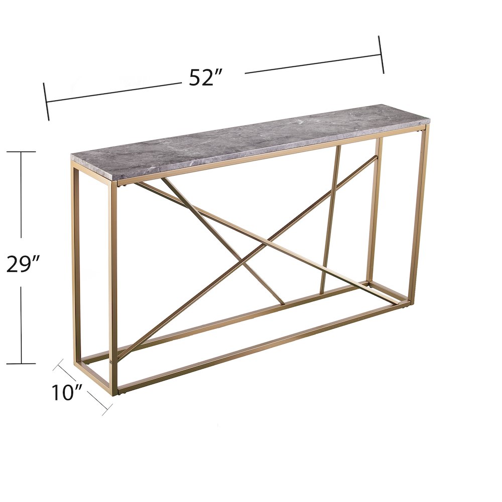 Arendal Faux Marble Skinny Console Table. Picture 5