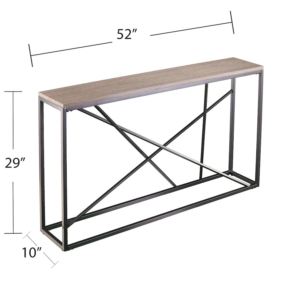 Arendal Faux Stone Skinny Console Table. Picture 5