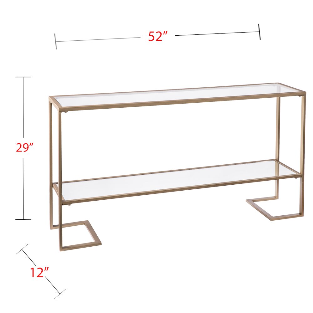 Horten Glam Narrow Console - Gold with Mirror. Picture 5