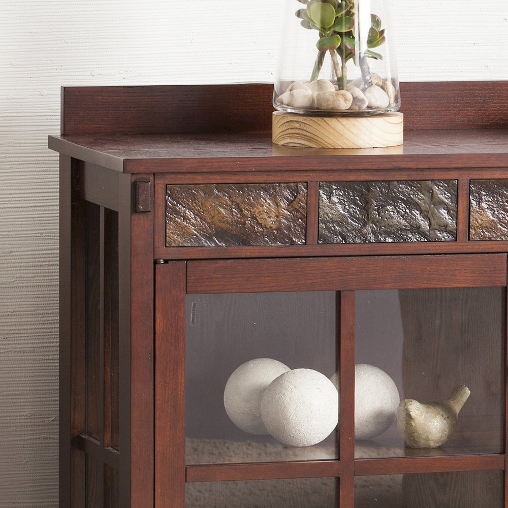 Camino Mission Faux Slate Sideboard and Display Curio. Picture 3