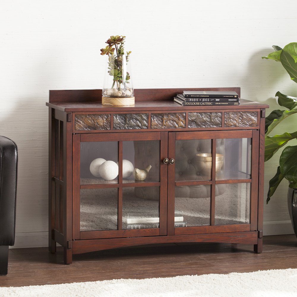 Camino Mission Faux Slate Sideboard and Display Curio. Picture 2