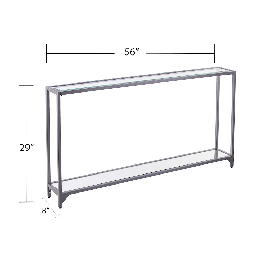 Bergen Narrow Metal Console Table - Silver. Picture 5