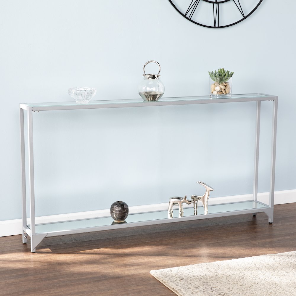 Bergen Narrow Metal Console Table - Silver. Picture 2
