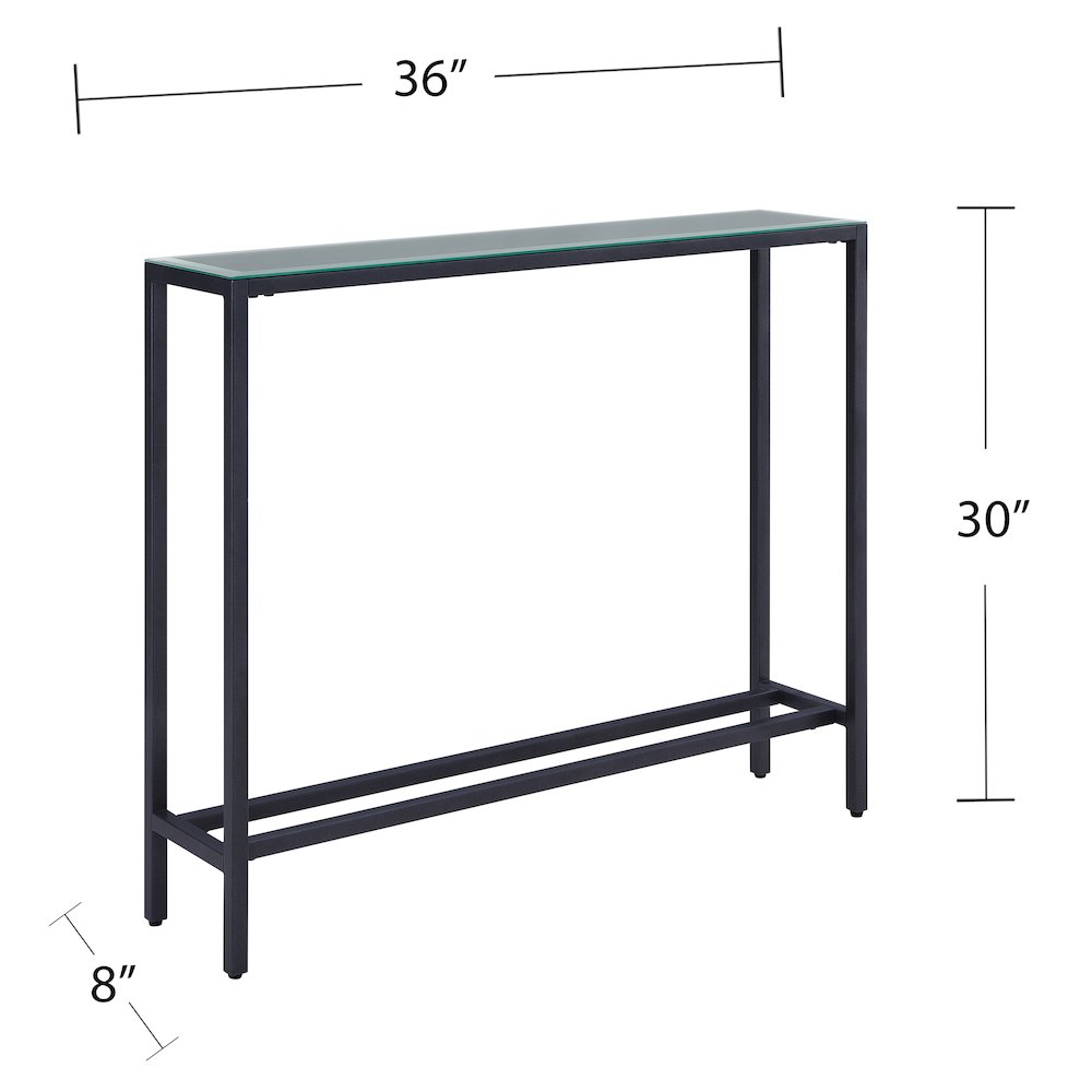 Darrin Narrow Mini Console Table with Mirrored Top – Gunmetal Gray. Picture 5