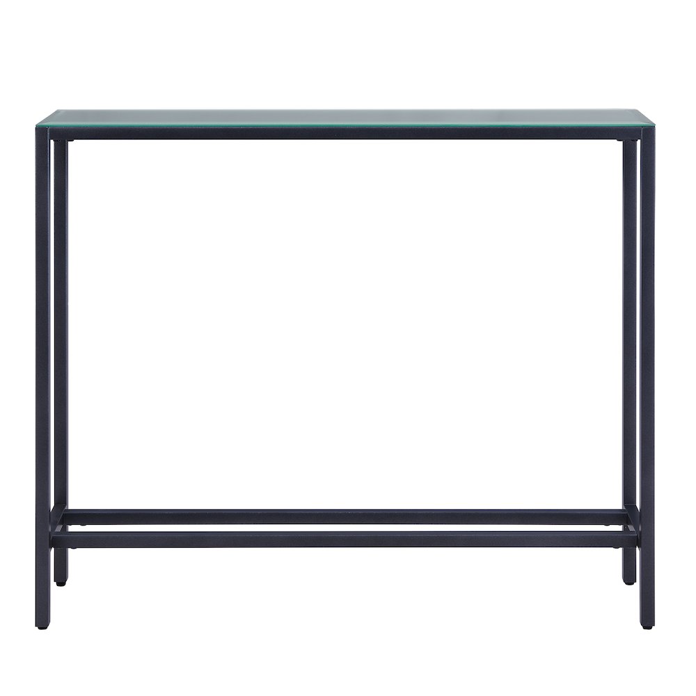 Darrin Narrow Mini Console Table with Mirrored Top – Gunmetal Gray. Picture 6