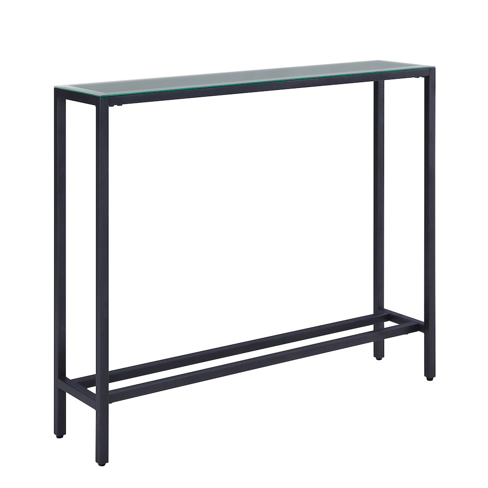 Darrin Narrow Mini Console Table with Mirrored Top – Gunmetal Gray. Picture 9