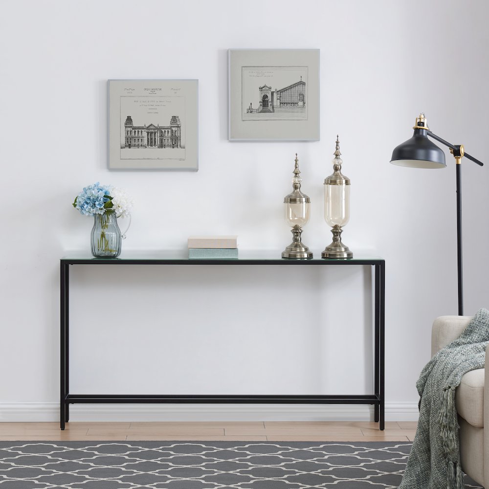 Darrin Narrow Long Console Table with Mirrored Top –. Picture 2
