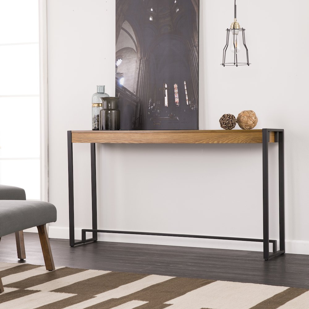 Macen Console - Weathered Gray Oak with Black. Picture 2