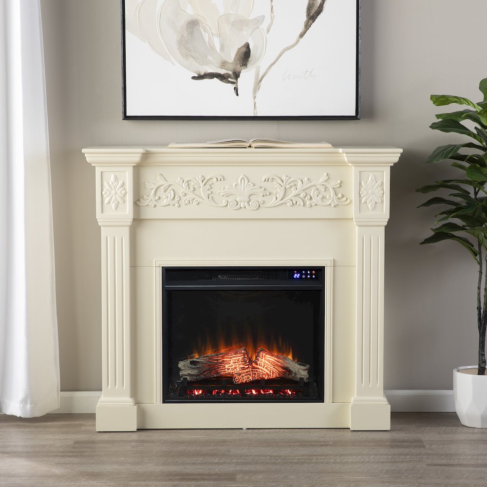 Calvert Touch Screen Electric Fireplace in White Color. Picture 3