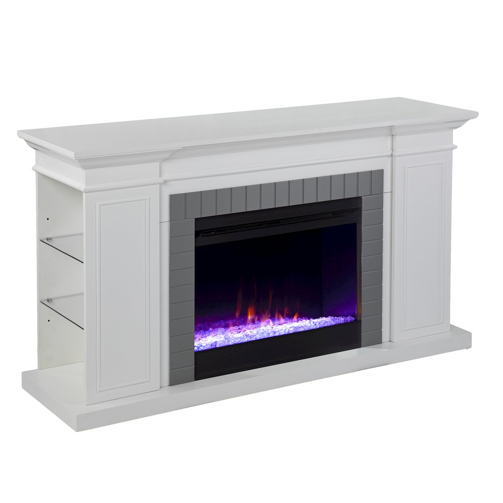 Rylana Bookcase Color Changing Fireplace in White Color. Picture 1