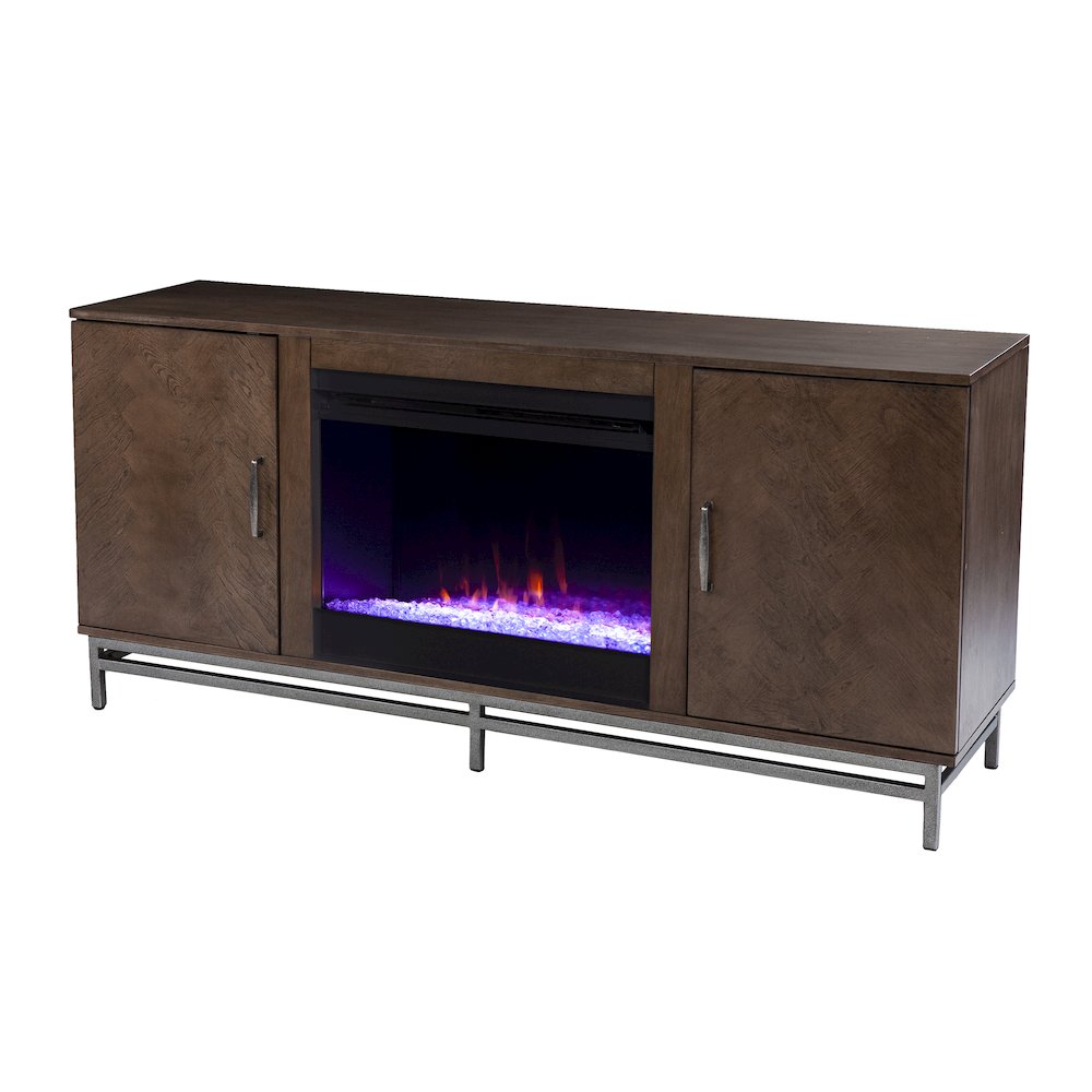 Dibbonly Color Changing Fireplace Media Storage in Brown Color. Picture 1