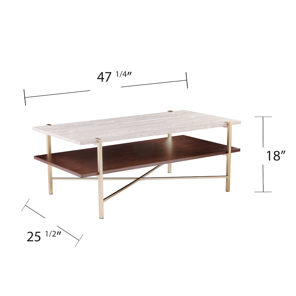 Ardmillan Rectangular Cocktail Table Storage in Brass Color. Picture 6