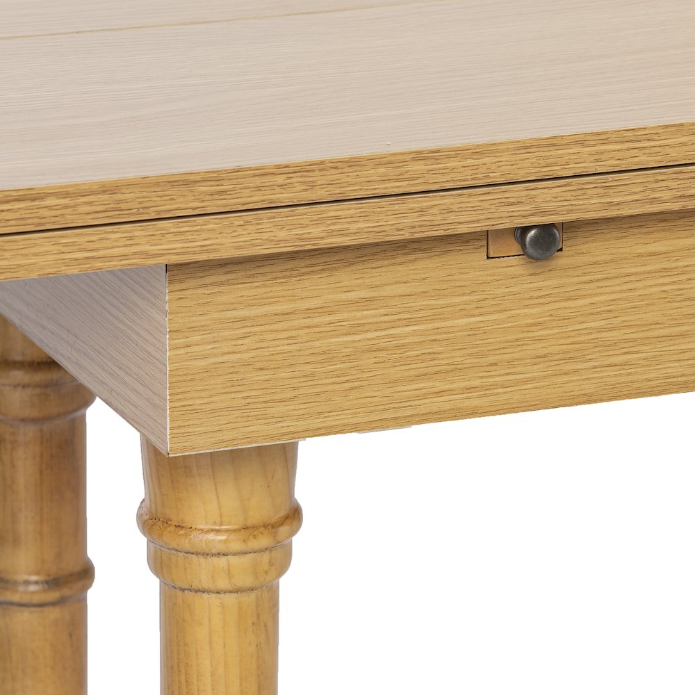 Edenderry Farmhouse Folding Trestle Console to Dining Table – Natural Oak. Picture 4