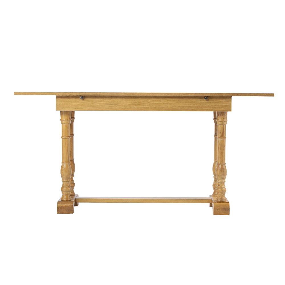 Edenderry Farmhouse Folding Trestle Console to Dining Table – Natural Oak. Picture 1