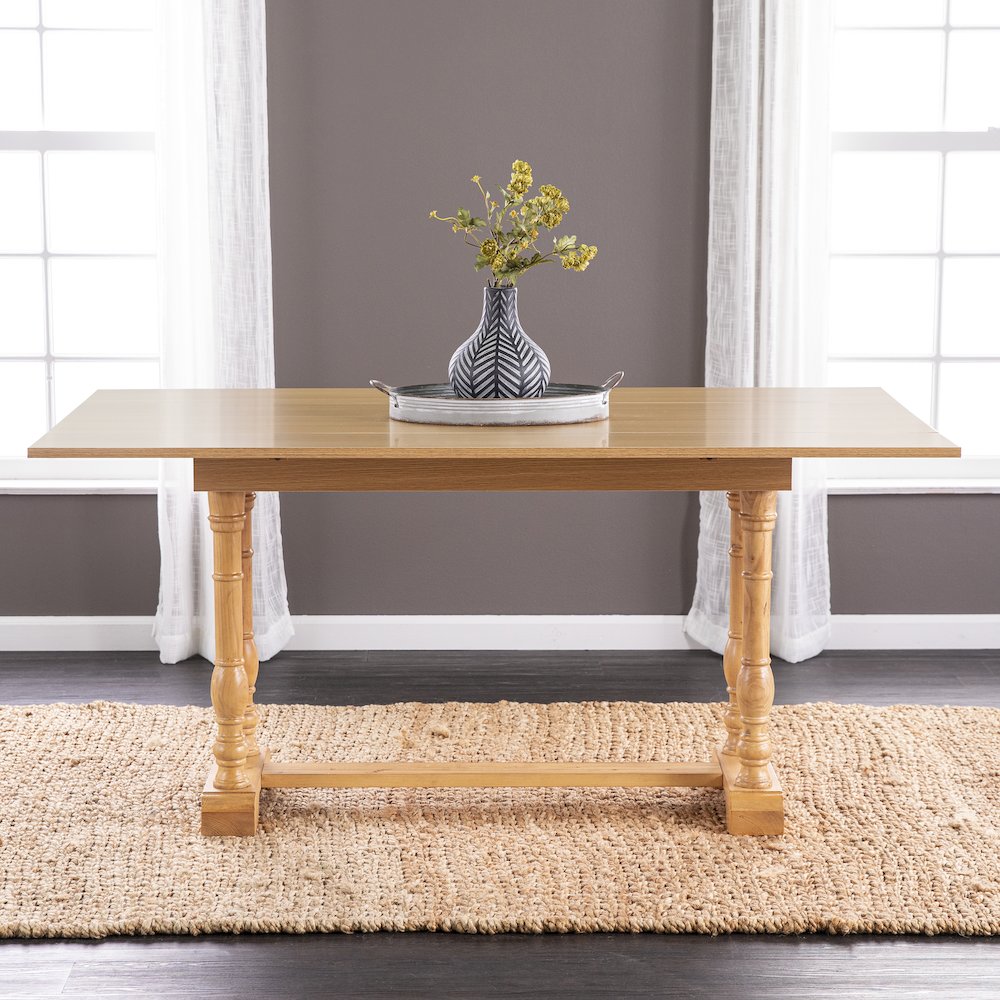 Edenderry Farmhouse Folding Trestle Console to Dining Table – Natural Oak. Picture 2