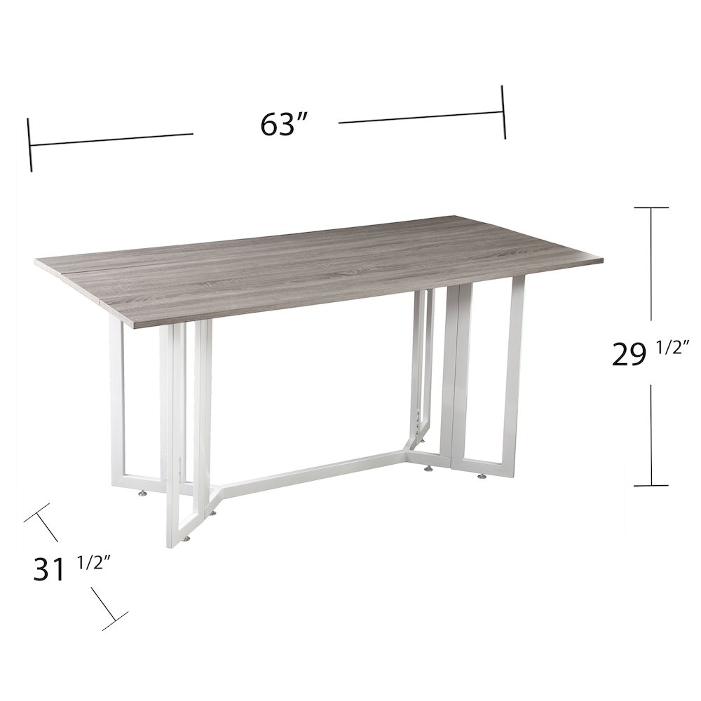 Driness Drop Leaf Table - Gray with White. Picture 5