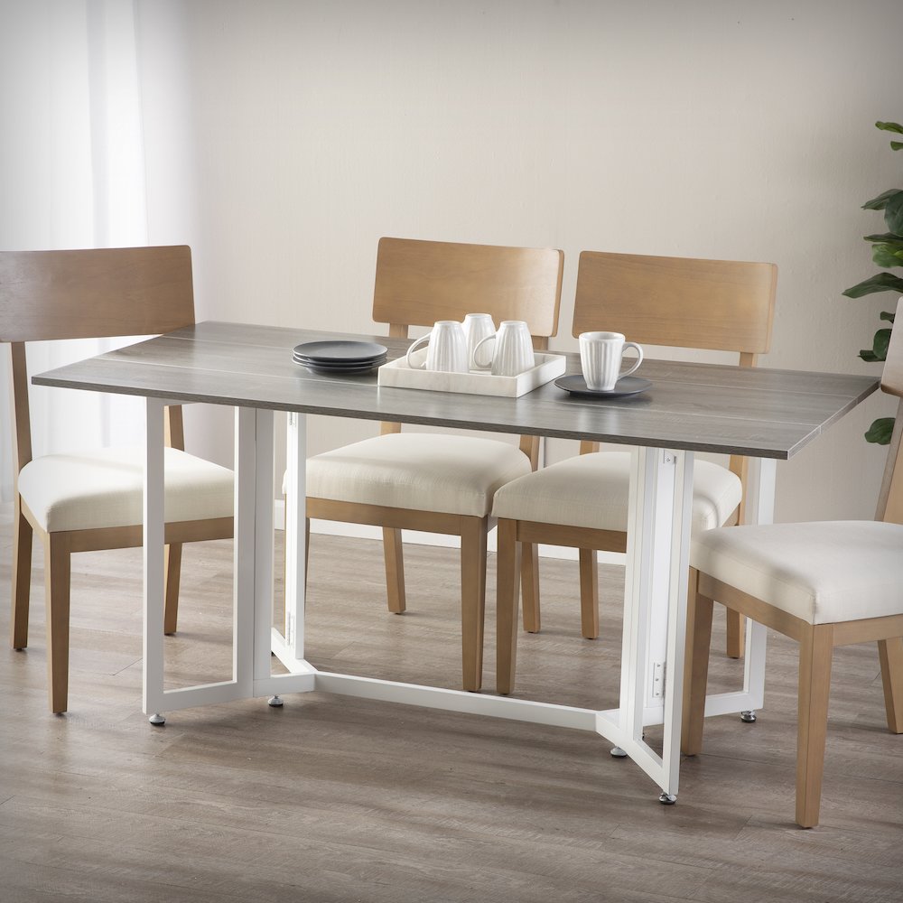 Driness Drop Leaf Table - Gray with White. Picture 2