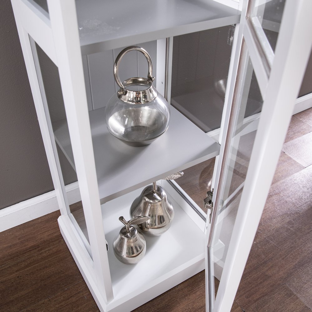 Balterley Tall Curio Glass Door in White Color. Picture 4