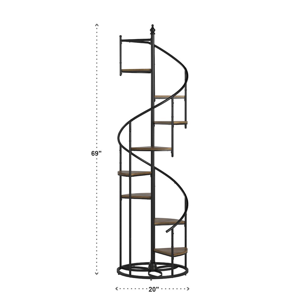 Black Finish Metal Spiral Staircase Display Shelf. Picture 4