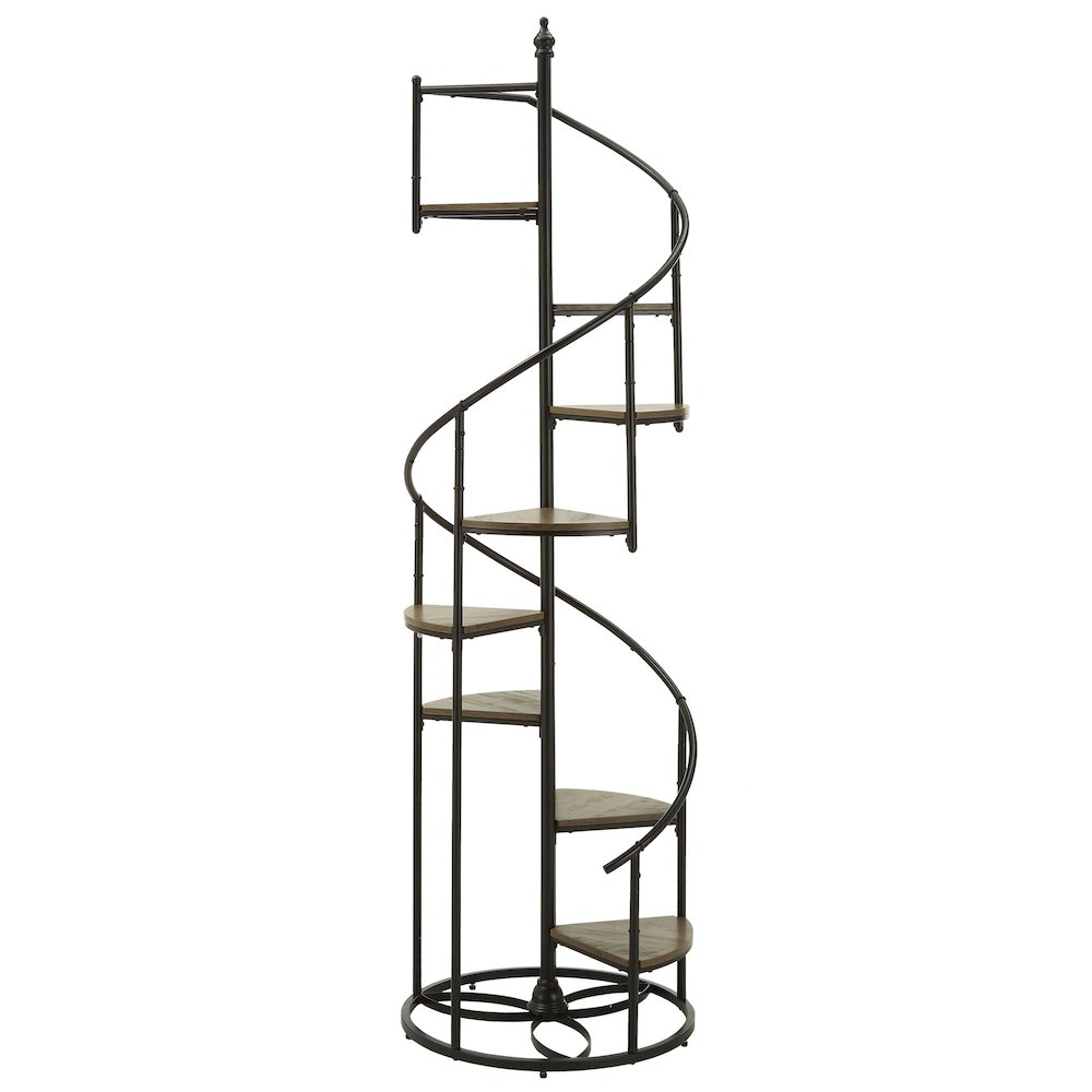 Black Finish Metal Spiral Staircase Display Shelf. Picture 5
