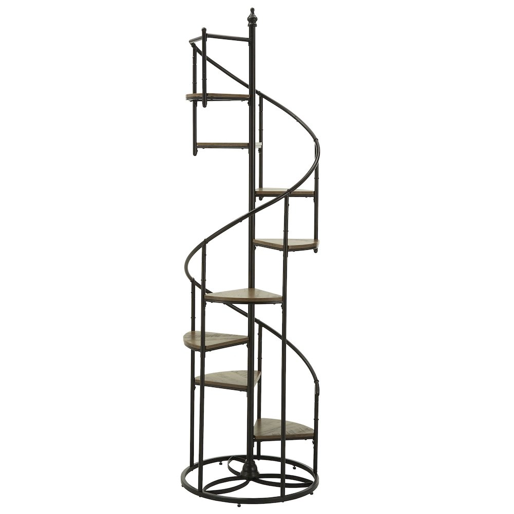 Black Finish Metal Spiral Staircase Display Shelf. Picture 6