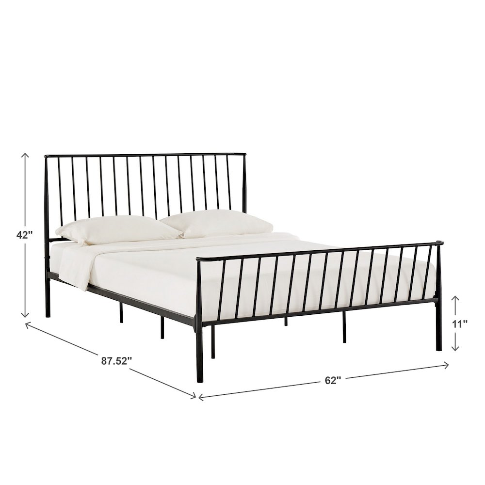 Matte Black Finish Metal Queen Bed. Picture 6