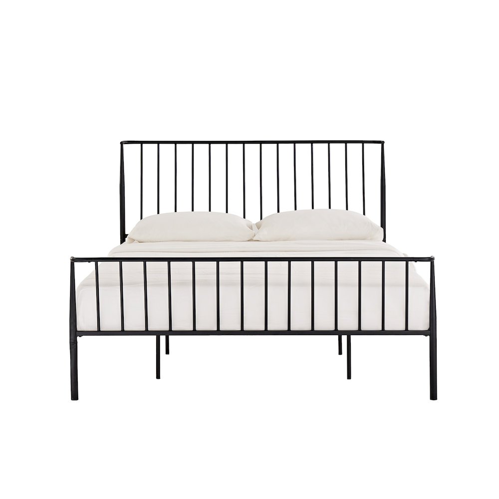 Matte Black Finish Metal Queen Bed. Picture 1
