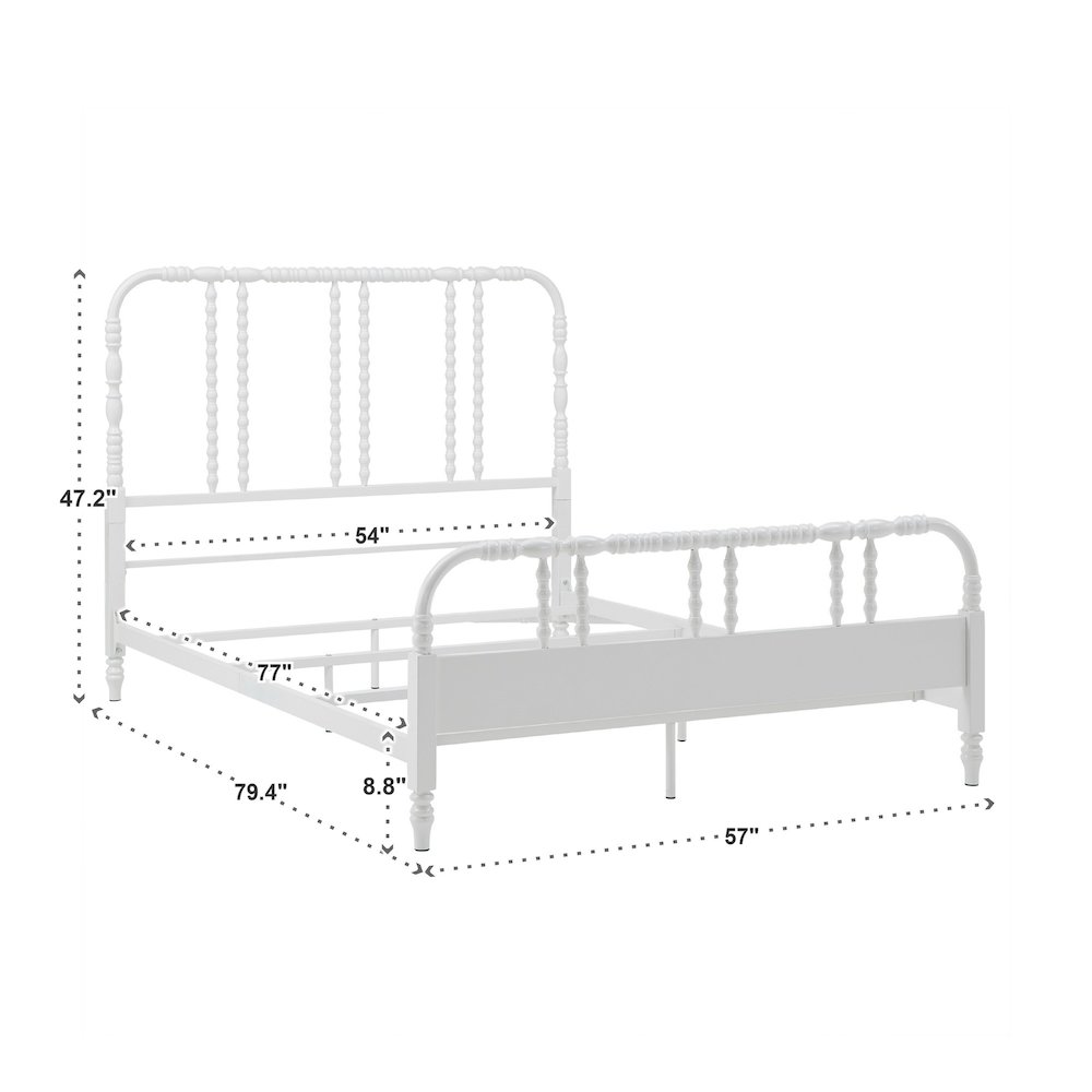 White Finish Metal Spool Full Bed. Picture 5