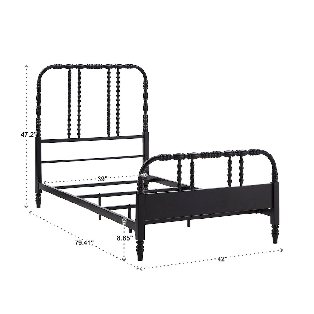 Black Finish Metal Spool Twin Bed. Picture 5