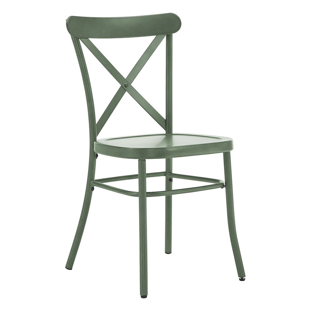 Set of 2, Antique Sage Finish Metal Dining Chair. Picture 5