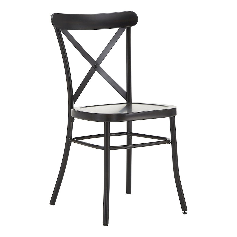 Set of 2, Antique Black Finish Metal Dining Chair. Picture 5
