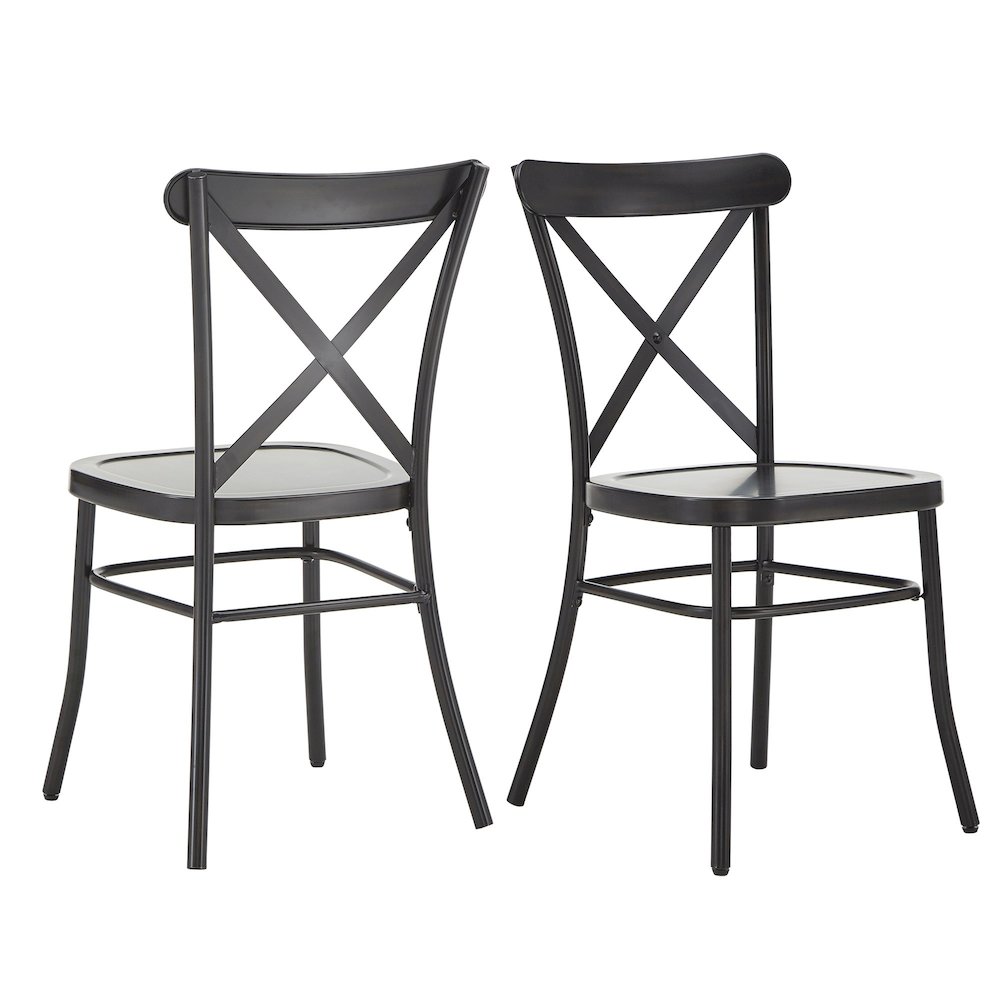Set of 2, Antique Black Finish Metal Dining Chair. Picture 7